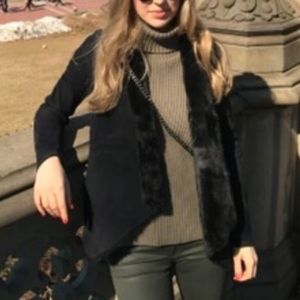 Fur lined waterfall suede jacket